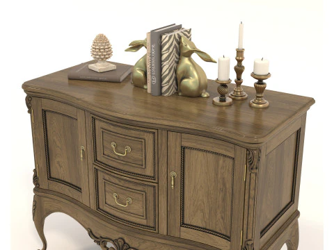 European Classic style Cabinet and Decoration 5 3D Model