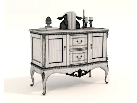European Classic style Cabinet and Decoration 5 3D Model