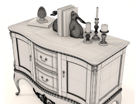 European Classic style Cabinet and Decoration 5 3D Модель