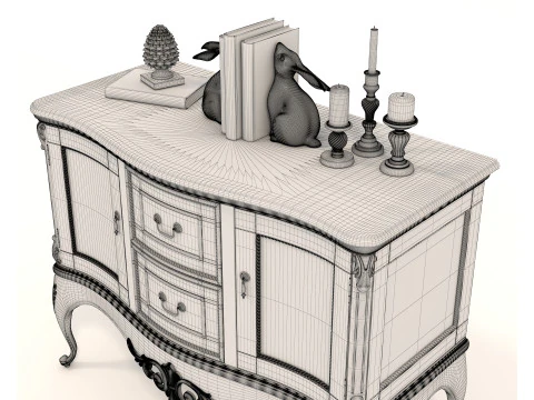 European Classic style Cabinet and Decoration 5 3D Model