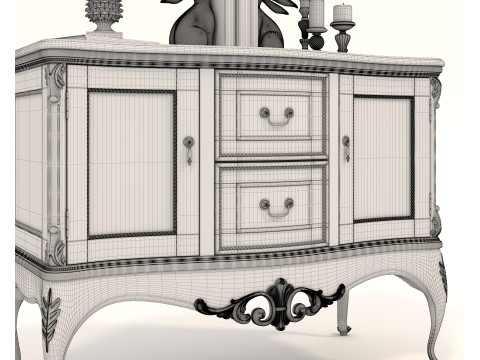 European Classic style Cabinet and Decoration 5 3D Модель