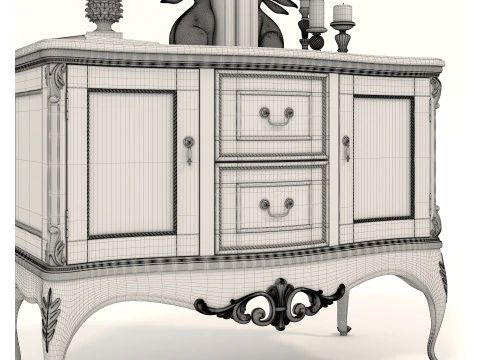 European Classic style Cabinet and Decoration 5 3D Model