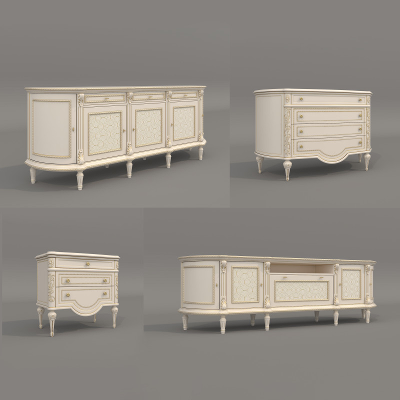 European Classic style Cabinet Collection 2 3D Model .c4d .max .obj .3ds .fbx .stl .blend 