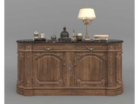 European Classic style Cabinet and Decoration 6 3D Model