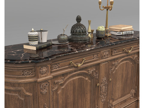 European Classic style Cabinet and Decoration 6 3D Model