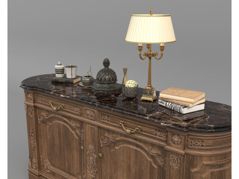 European Classic style Cabinet and Decoration 6 3D Model