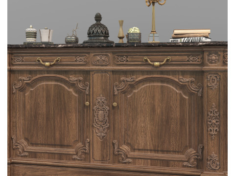European Classic style Cabinet and Decoration 6 3D Model