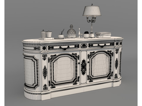 European Classic style Cabinet and Decoration 6 3D Model
