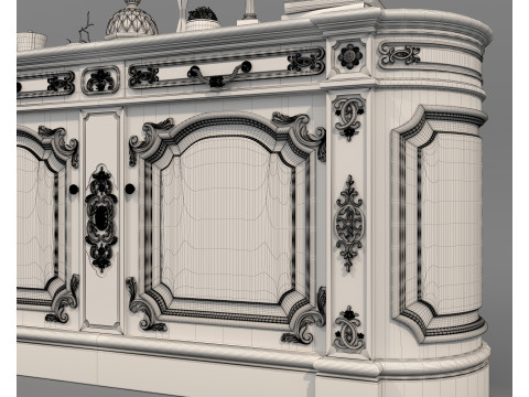 European Classic style Cabinet and Decoration 6 3D Model