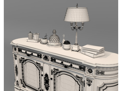 European Classic style Cabinet and Decoration 6 3D Model
