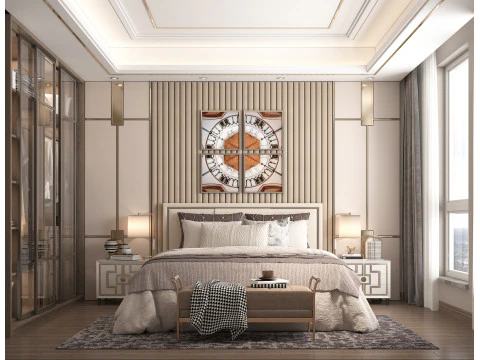 Modern Yatak Odası Sahnesi 35 3D Model