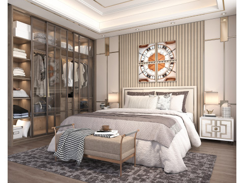 Modern Bedroom Scene 35 Modello 3D