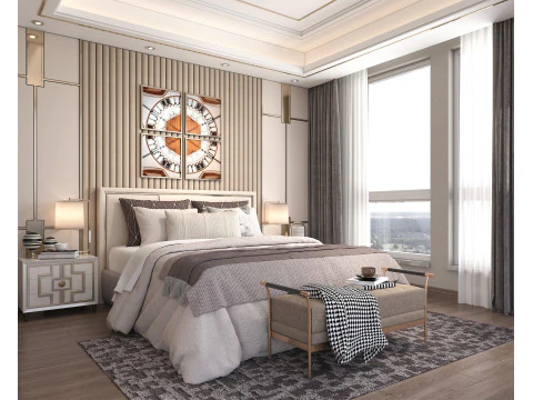 Modern Bedroom Scene 35 3D Model