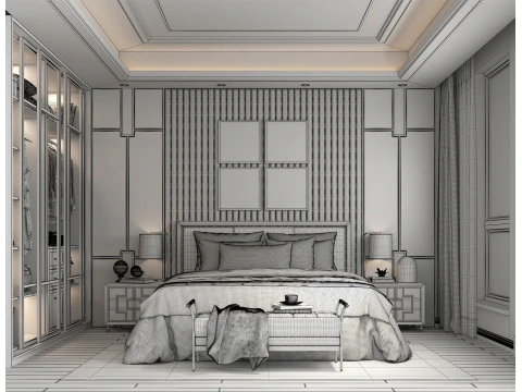 Modern Bedroom Scene 35 3D Model