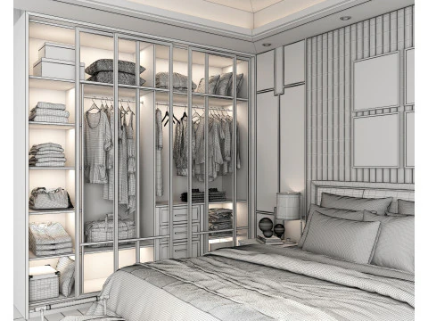 Modern Bedroom Scene 35 3D Model