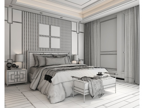 Modern Bedroom Scene 35 Modello 3D