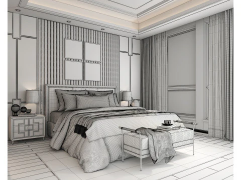 Modern Bedroom Scene 35 3D Model