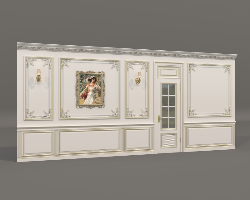 Wall Molding in Classic French style 44 3D Model .c4d .max .obj .3ds .fbx .stl .blend 