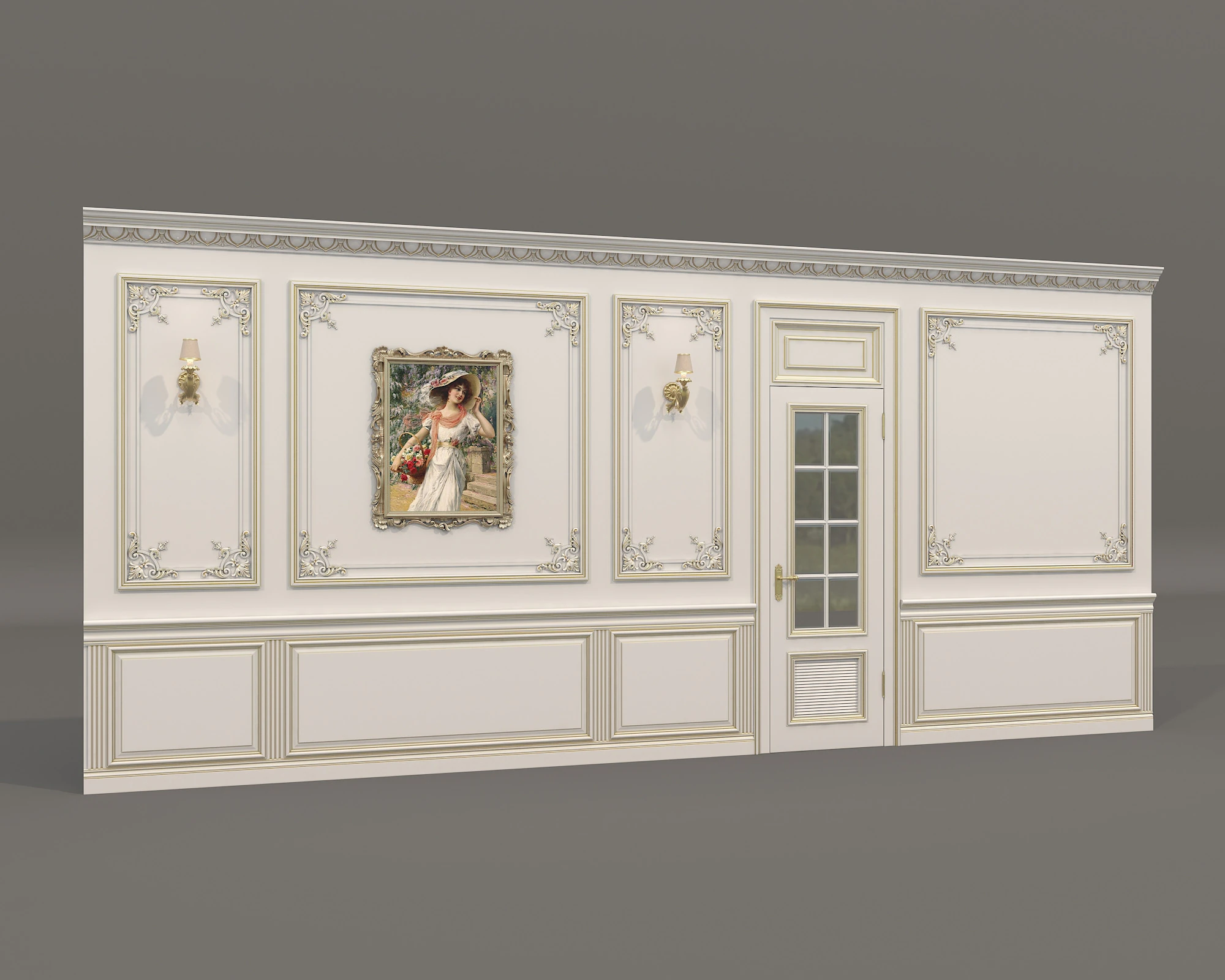 Wall Molding in Classic French style 44 3D Model .c4d .max .obj .3ds .fbx .stl .blend 