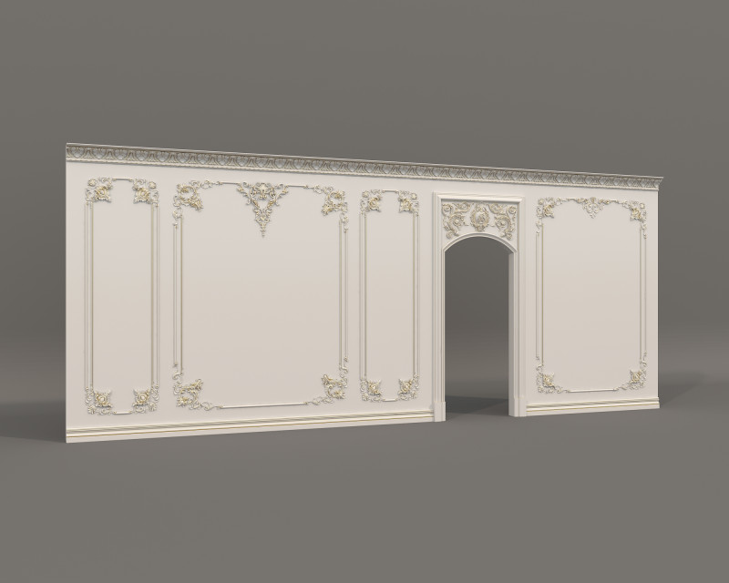 Wall Molding in Classic French style 45 3D Model .c4d .max .obj .3ds .fbx .stl .blend 