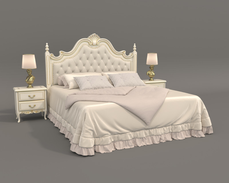 Classic European style Bed set 60 3D Model .c4d .max .obj .3ds .fbx .stl .blend 