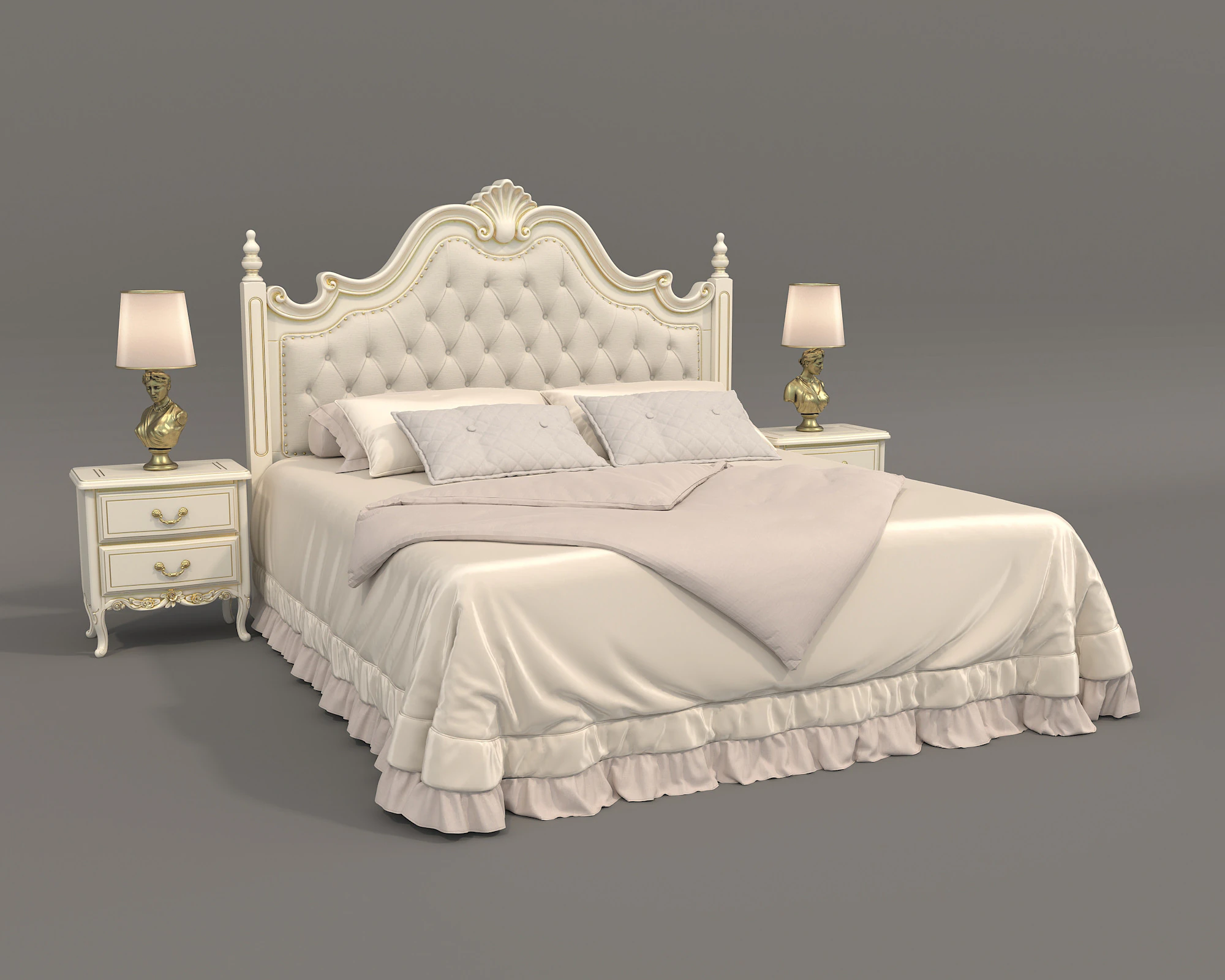 Classic European style Bed set 60 3D Model .c4d .max .obj .3ds .fbx .stl .blend 