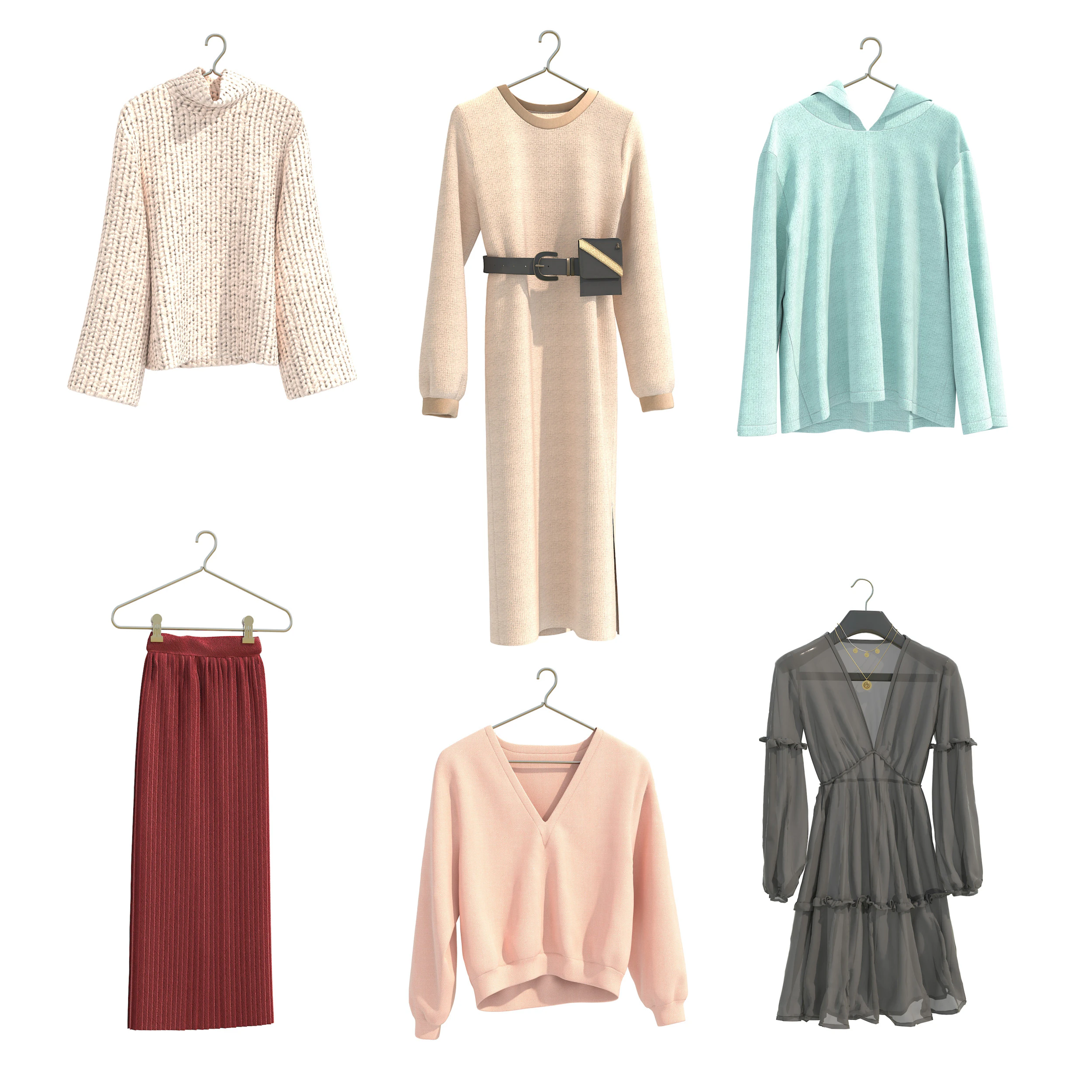 Women Clothing Collection 18 3D Model .c4d .max .obj .3ds .fbx .stl .blend 