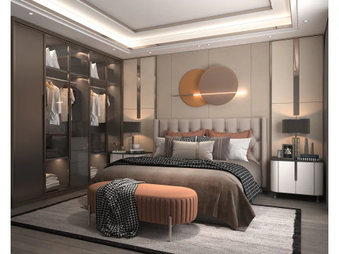 Modern Bedroom Scene 36 3D Model
