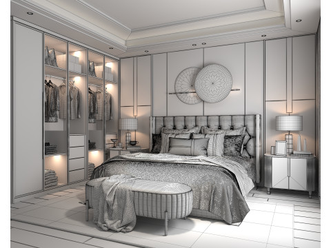 Modern Bedroom Scene 36 3D Model