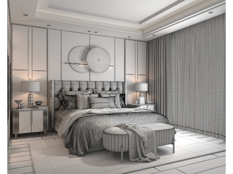 Modern Bedroom Scene 36 3D Model