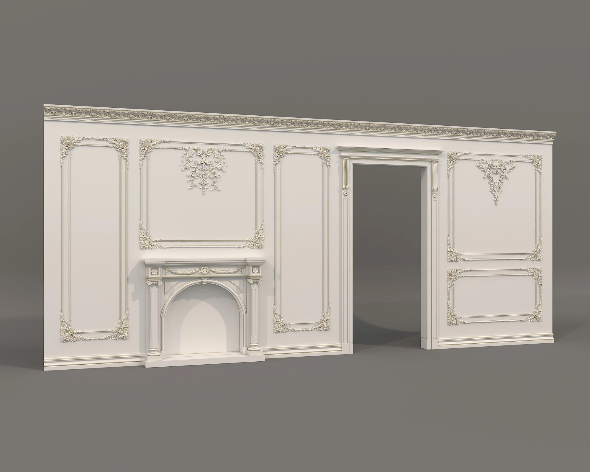 Wall Molding in Classic French style 46 3D Model .c4d .max .obj .3ds .fbx .stl .blend 