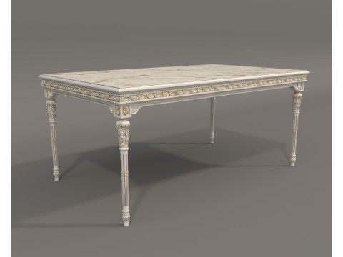 Classic European style Dining Table and Chairs 48 3D Model