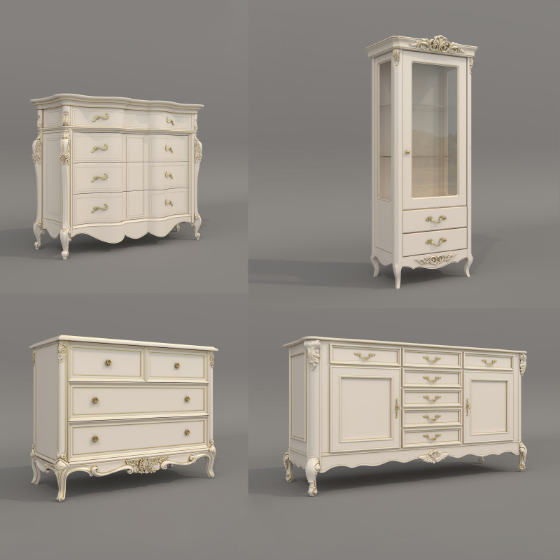 European Classic style Cabinet Collection 3 Modelo 3D .c4d .max .obj .3ds .fbx .stl .blend 