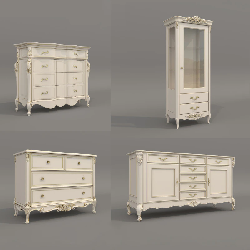 ヨーロピアンクラシックスタイルキャビネットコレクション3 3Dモデル .c4d .max .obj .3ds .fbx .stl .blend 