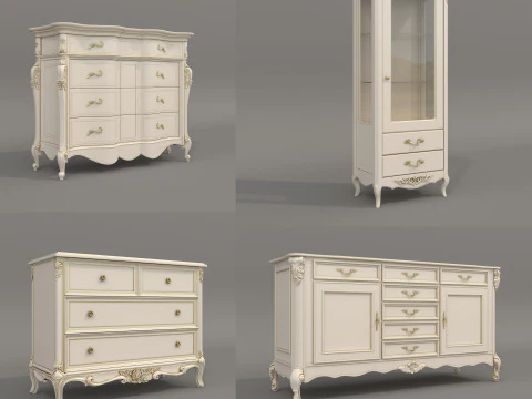 European Classic style Cabinet Collection 3 3D Model
