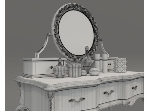 Classic European style Dressing Table 23 Modello 3D