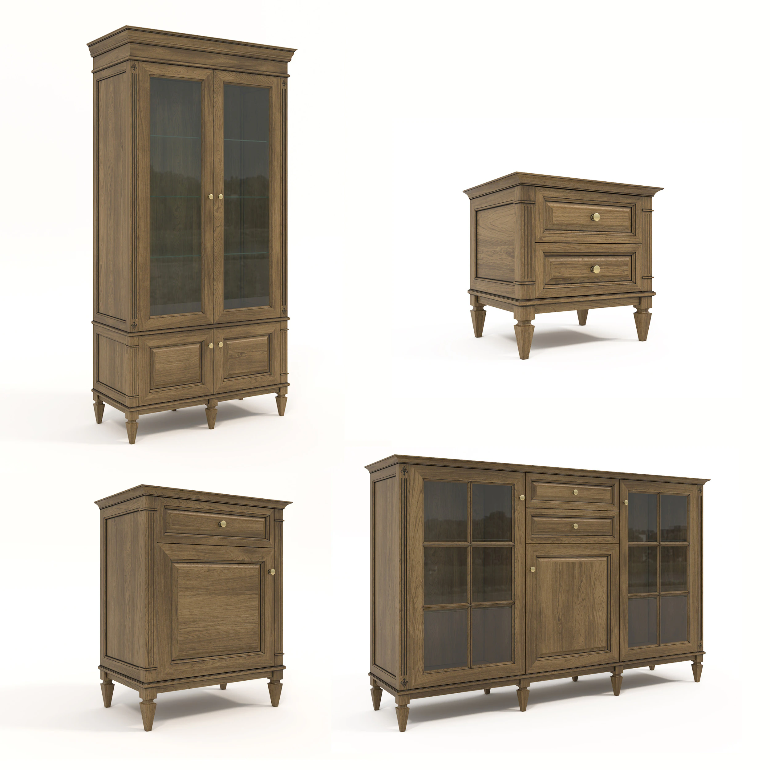 Cole&ccedil;&atilde;o de gabinetes de estilo cl&aacute;ssico europeu 4 Modelo 3D .c4d .max .obj .3ds .fbx .stl .blend 