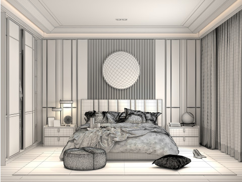 Modern Bedroom Scene 37 Model 3D
