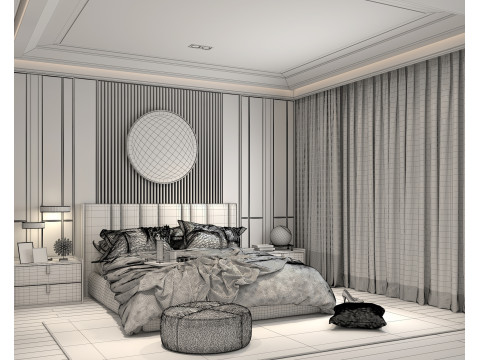 Modern Bedroom Scene 37 Model 3D