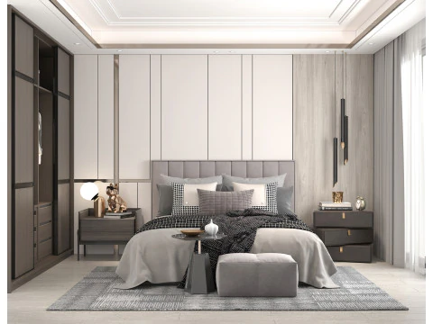 Modern Yatak Odası Sahnesi 38 3D Model