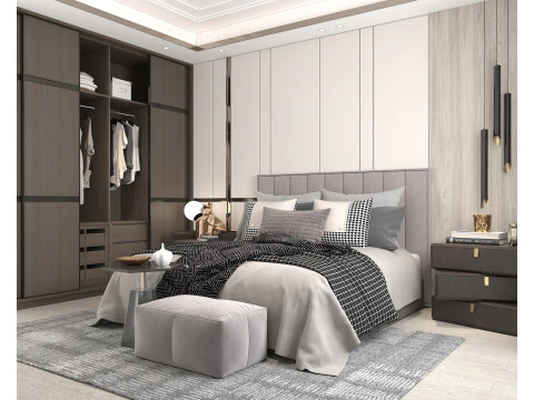 Modern Bedroom Scene 38 3D Model