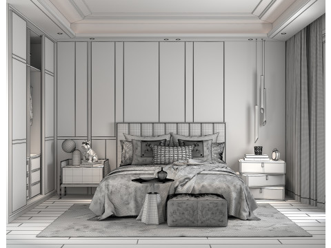 Modern Bedroom Scene 38 Model 3D