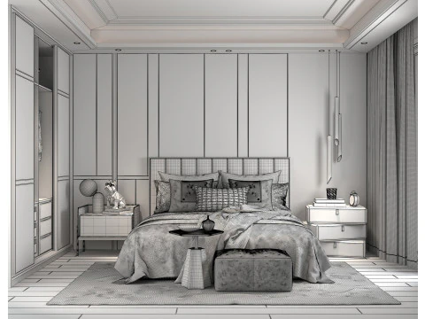 Modern Bedroom Scene 38 3D Model