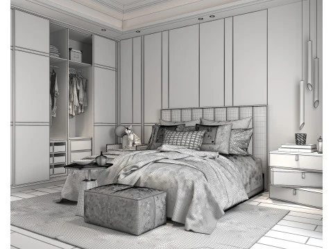 Modern Bedroom Scene 38 3D Model
