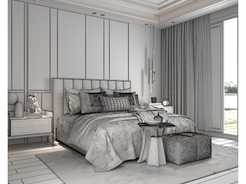 Modern Bedroom Scene 38 Model 3D