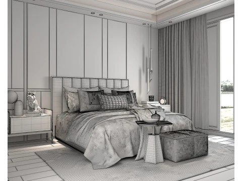 Modern Bedroom Scene 38 3D Model