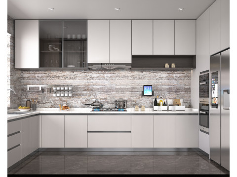 Living Room and Kitchen Scene 4 3D Model