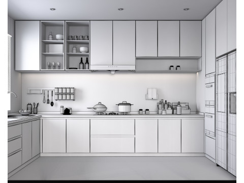 Living Room and Kitchen Scene 4 3D Model