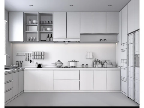 Living Room and Kitchen Scene 4 3D Model