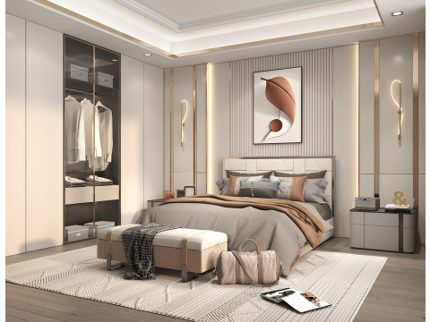Modern Bedroom Scene 39 Model 3D